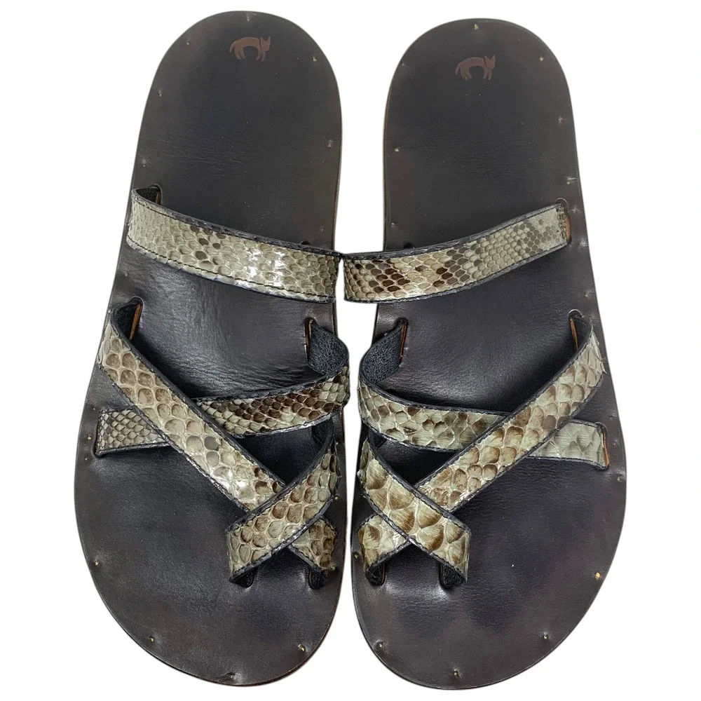 Jutta Neumann New York Helios Sandals Sz 11 Snake Print Leather Handmade Artisan